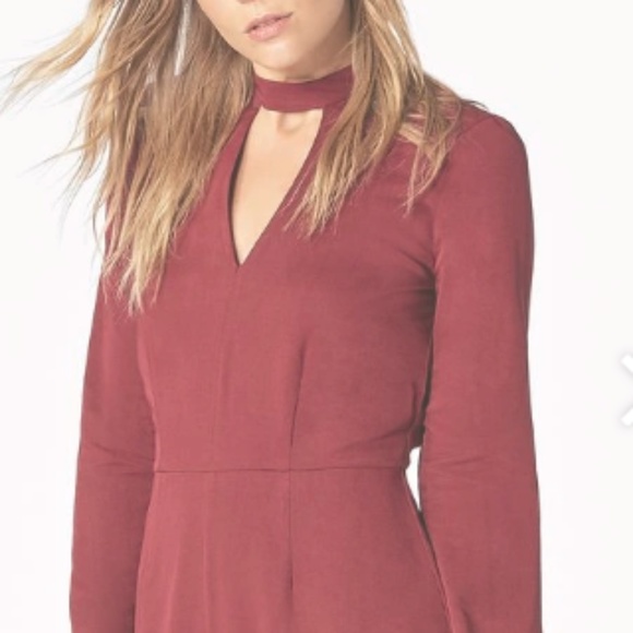 Boho Bell Sleeve Romper- Wine Color - Picture 2 of 3